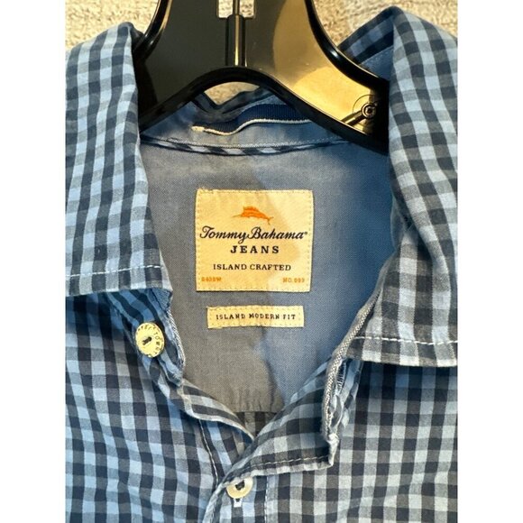 Mens Tommy Bahama Gingham Island Modern Fit Shirt Size S - Picture 2 of 3